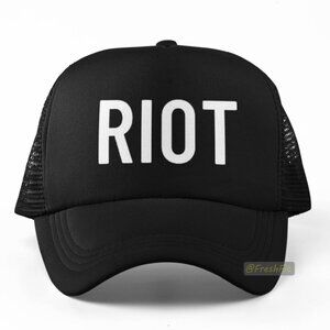 🆕Riot Black Foam Trucker Hat Mesh Snapback Cap